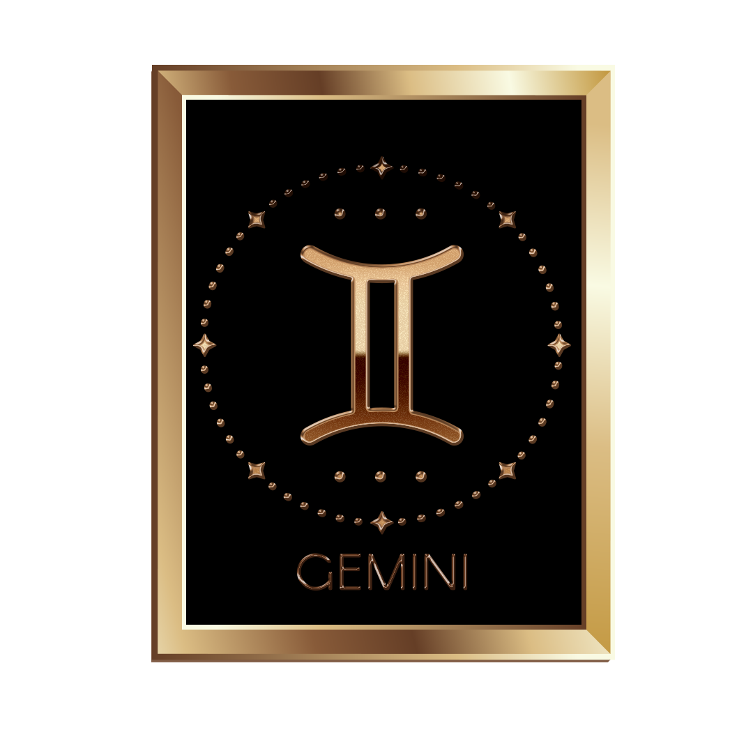 Gold Gemini zodiac sign png, Gemini sign PNG, Gemini gold PNG transparent images, golden Gemini png images